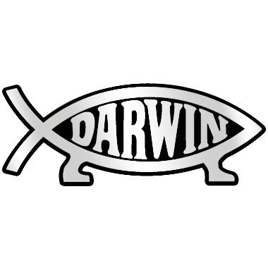 Darwin Fish Plastic Auto Emblem - [Silver][5 1/4'' x 2'']