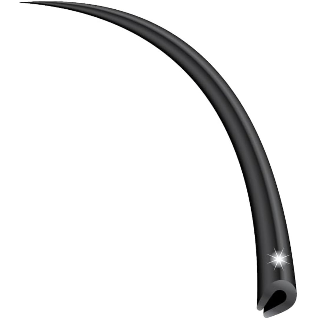 Cowles Custom, 50 Feet of Black U-Channel Edge Guard, Flexible Plastic (PVC) Edge Trim Protector, Door Guard for Cars, Trucks, S