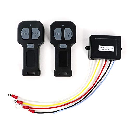 Qwork 12V Car Wireless Winch Electric Remote Control, 2 Pack Universal Mini 5 Wire Control Winch With Dual Manual Matching Trans