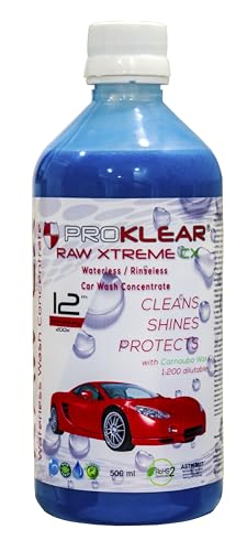 Proklear Waterless Dry Car Wash 500Ml Concentrate Raw Xtreme Cx Carnauba Wax Rinseless/Waterless Auto Wash Concentrate  400 Was