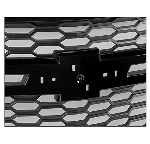 ZMAUTOPARTS Mesh Front Bumper Upper Hood Grille Shell Gloss Black Compatible with 2015-2020 Chevy Suburban/Tahoe LS LT