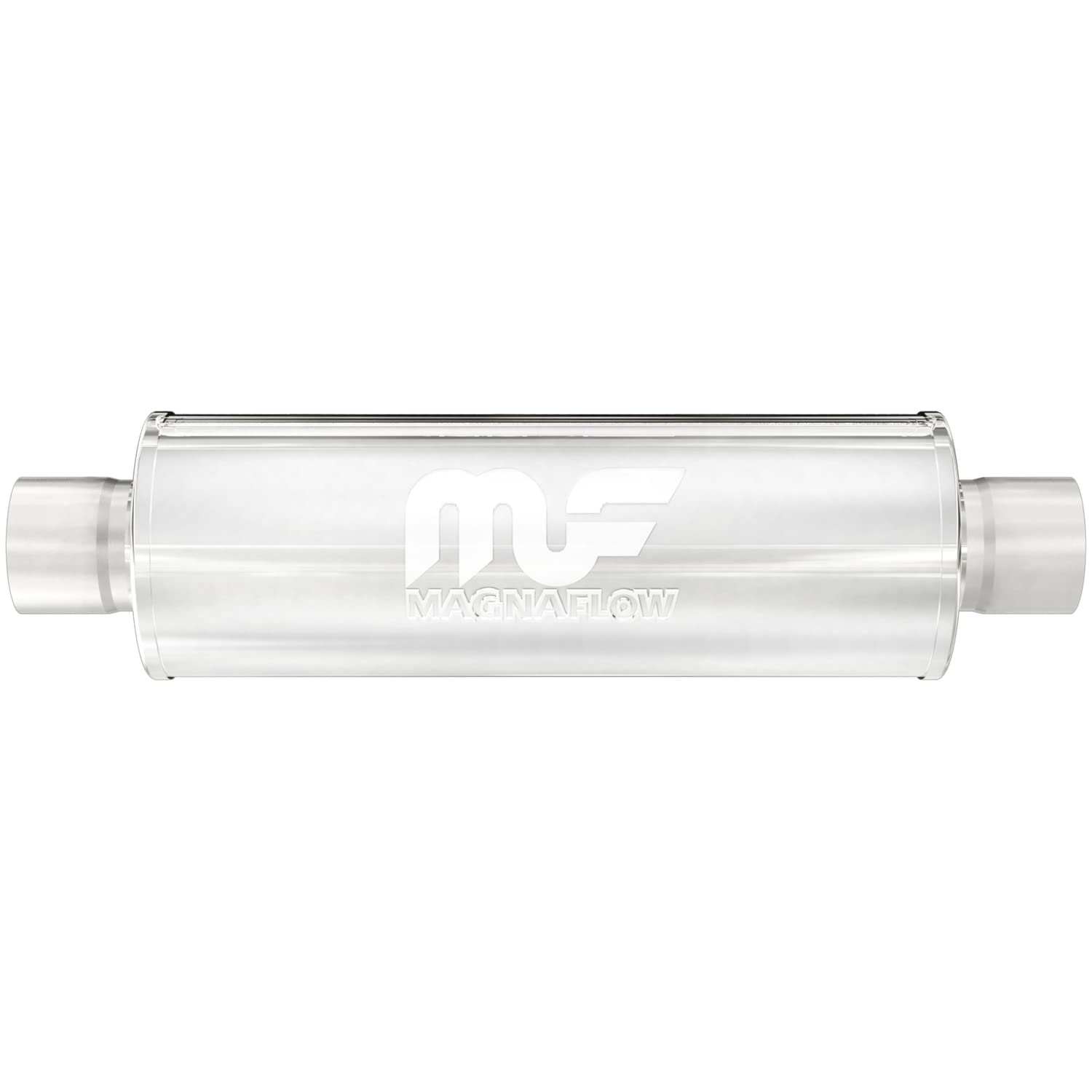 Magnaflow Performance Exhaust Muffler 14419: 3/3 Inlet/Outlet, 4X4X14 Round, Stainless Steel, Brushed Finish