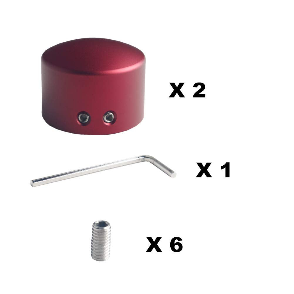 JGR Red Front Axle Nut Cover Caps for Harley Softail Electra Road Glide Sportster - Durable Motorcycle Accessories