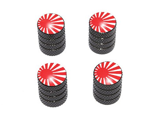 Graphics & More Japan Flag - Rising Sun Tire Rim Valve Stem Caps - Black