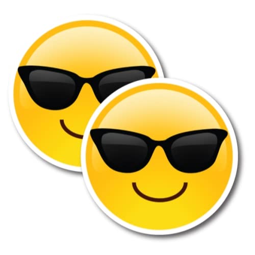 Magnet Me Up Sunglasses Cool Emoticon Magnet Decal, 5 Inch Round, 2 Pack, Cute Self-Expression Decorative Magnet For Car, Truck,