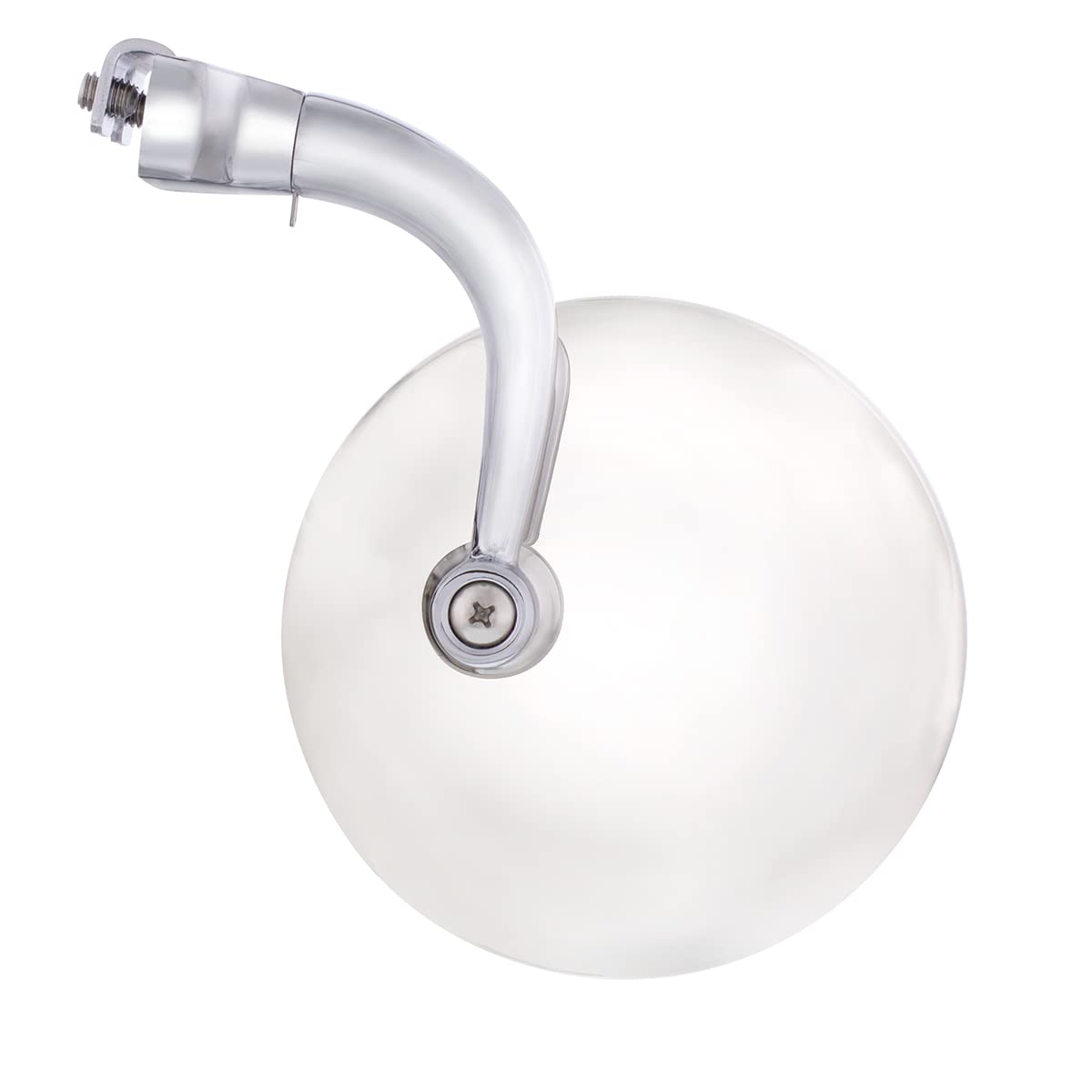 United Pacific 4-inch Curved Arm, Polished Stainless Steel Peep Mirror Bundle Set (L/H Flat Mirror & R/H Convex Mirror), Chrome Plated Arms - One Pair