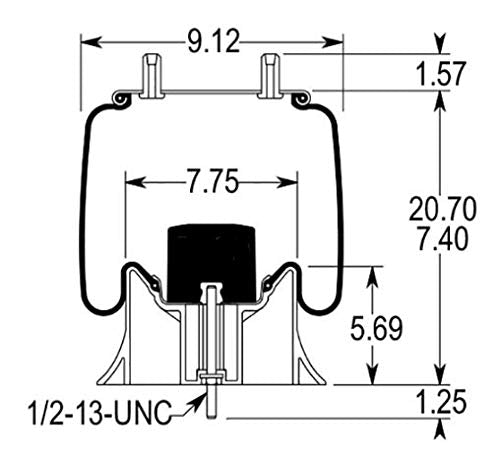 Torque Trailer Air Spring Bag (Replaces Firestone 9626, W01-358-9626, Hendrickson S-23720, C-23720, Goodyear 1R11-292) (Tr9626)