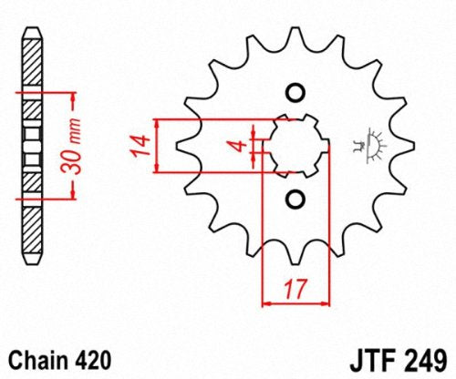 Jt Sprockets Jtf249.14 14T Steel Front Sprocket Black, 14 Tooth/420 Pitch