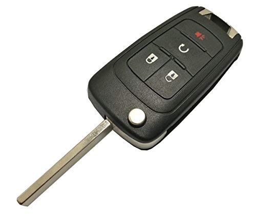 Key Fob Case Shell Fit For Gmc Chevrolet Chevy Equinox Sonic Trax Terrain 4 Buttons Replacement Flip Folding Smart Car Key Fob Cover With Uncut Blade Blank (4 Buttons Key Fob Shell)