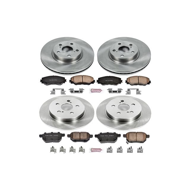 POWERSTOP KOE4140 Front and Rear Autospecialty Replacement Brake Kit Brake Rotors & Ceramic Brake Pads For 2009 2010 Vibe 1.8L 2