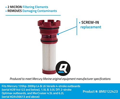 Quicksilver by Mercury Marine 8M0122423 Fuel Filter Element for Select Mercury and Mariner Outboards and MerCruiser Sterndrive E