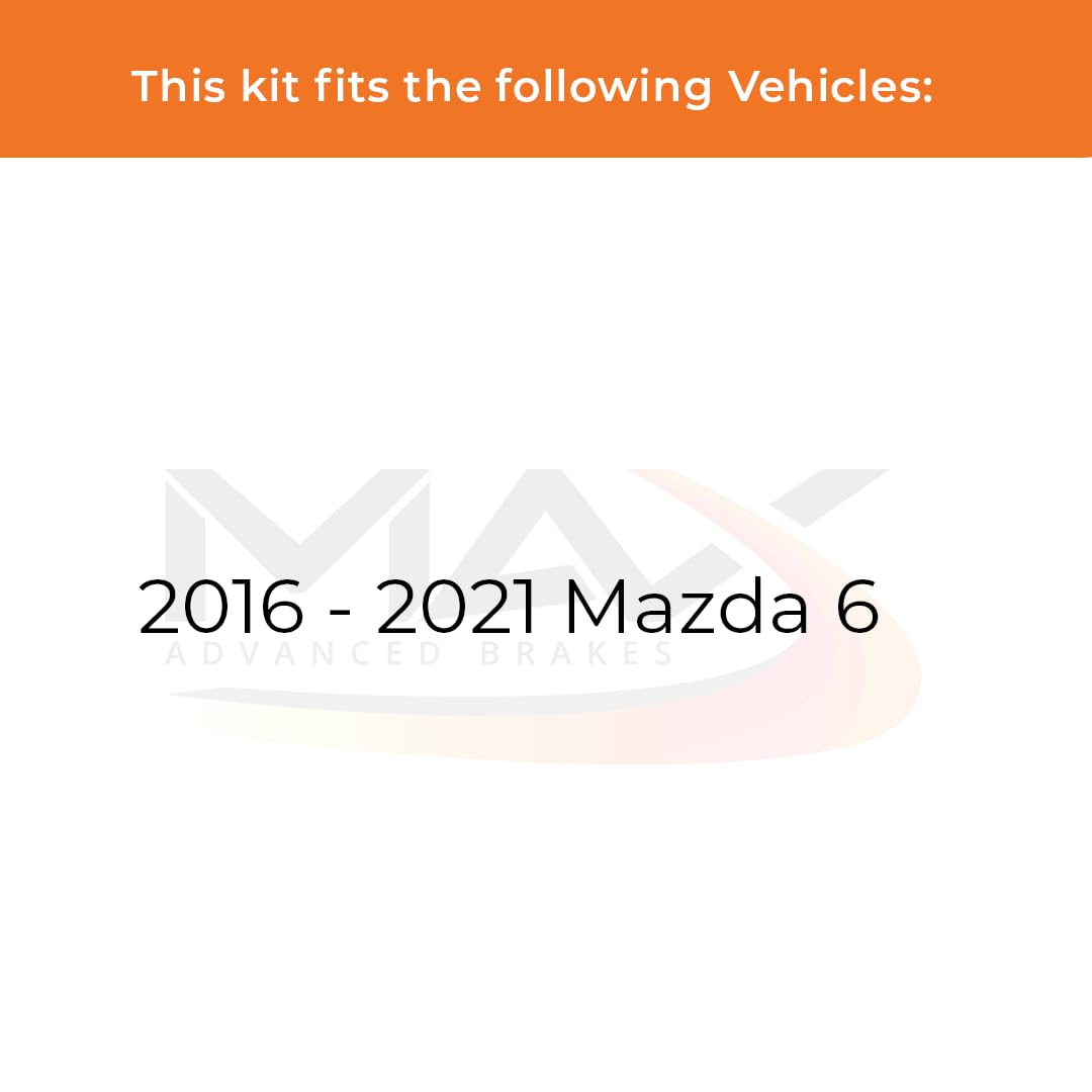 Max Advanced Brakes Rear Brake Kit Compatible With 2016 2017 2018 2019 2020 2021 Mazda 6 Replacement Drilled Slotted Black Coate