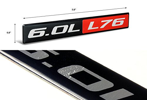 Eparts 2 Pieces Black Red 6.0L L76 Engine Aluminum Decorative Adhesive Emblem Decal Car Truck Side Door Trunk Badge Sticker