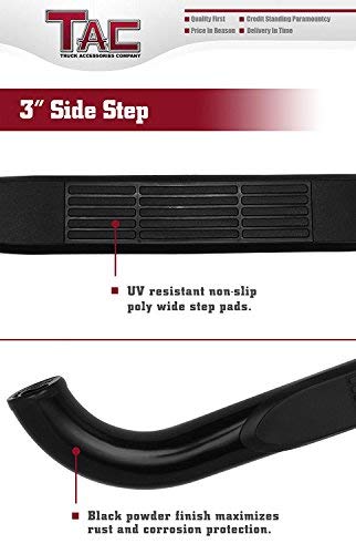 Tac Side Steps Running Boards Fit 1999-2018 Chevy Silverado/Gmc Sierra 1500 Regular Cab|1999-2019 Silverado/Sierra 2500/3500 Regular Cab (Exclude C/K Classic) 3' Step Rails Side Bars Nerf Bars