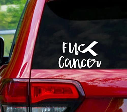 S-K Designs- F Cancer Car Stickers And Decals, Truck, Van, Laptop, And Window- White- 7.5 Inches- Made In Usa