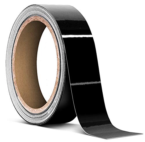 Vvivid Black Gloss Air-Release Adhesive Vinyl Tape Roll (1 Inch X 20Ft)