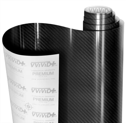 Vvivid Tek R Full-Gloss Black 3 Layer 3D Realistic True Carbon Fiber Look Cast Vinyl Wrap (25Ft X 5Ft)