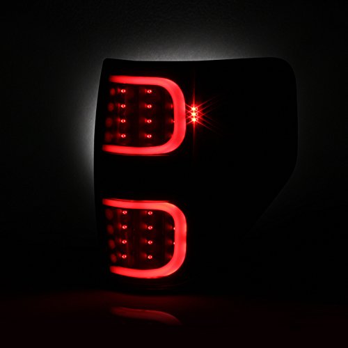 Akkon - For 2009-2014 Ford F150 F-Series Black Smoked Lens Dual C-Shape Led Tube Tail Brake Light Lamps
