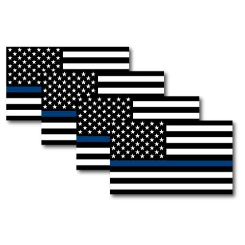 Magnet Me Up Thin Blue Line American Flag Magnet Decal, 3X5 Inches, 4 Pack, Heavy Duty Automotive Magnet For Car Truck Suv, In S