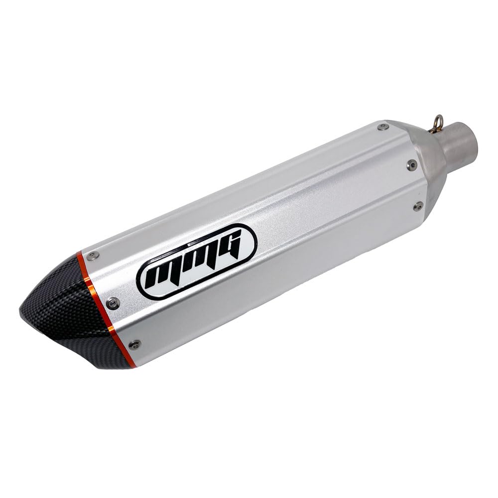 MMG Exhaust System Muffler for GY6 125cc 150cc 4 Stroke Scooters (Metallic Silver Finish)