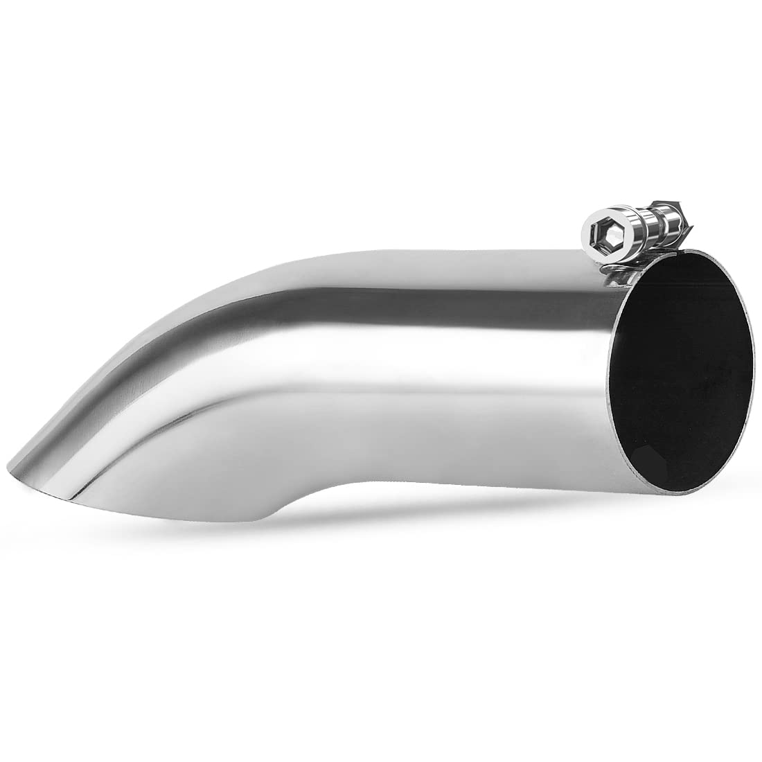 Autosaver88 2.25 Inch Inlet Exhaust Tip, 2.25' Inlet 2.25' Outlet 9' Overall Length Stainless Steel Turn Down Exhaust Tail Tip For 2 1/4 Inch Outside Diameter Tailpipe, Chrome-Plated, Bolt On