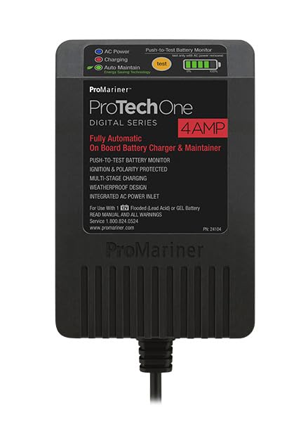 Promariner 24104 Protechone Digital Series 4 Amp Fully Automatic On-Board Battery Charger And Maintainer With Integrated Ac Inle