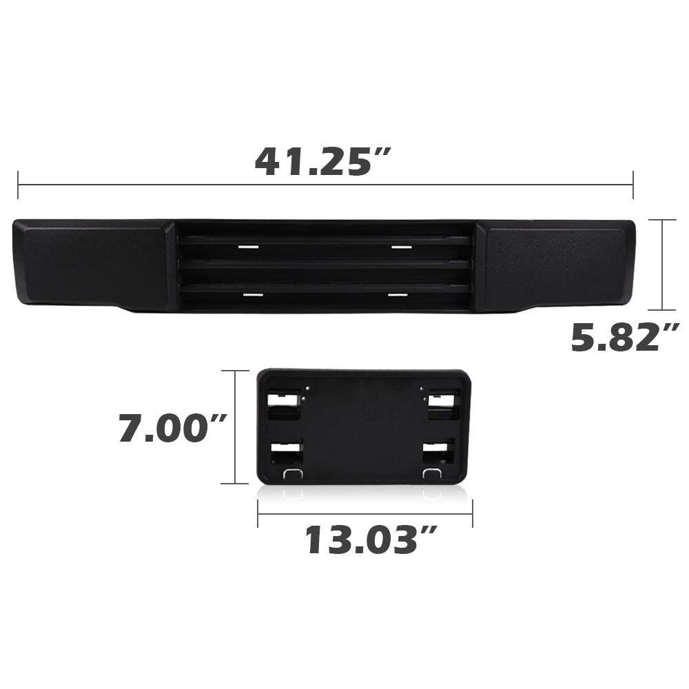 PIT66 Front Bumper & License Plate Bracket, Compatible with 15-17 Ford F150 Grille Trim Panel + License Plate Mount Fascia Cover