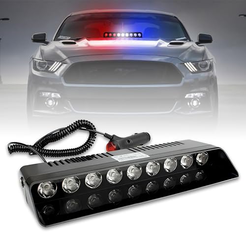 OberoiS Traders 9 Led Red & Blue Police Pcr Strobe Flasher Light With 11 Flashing Mode | Warning & Emergency Lamp Light For All