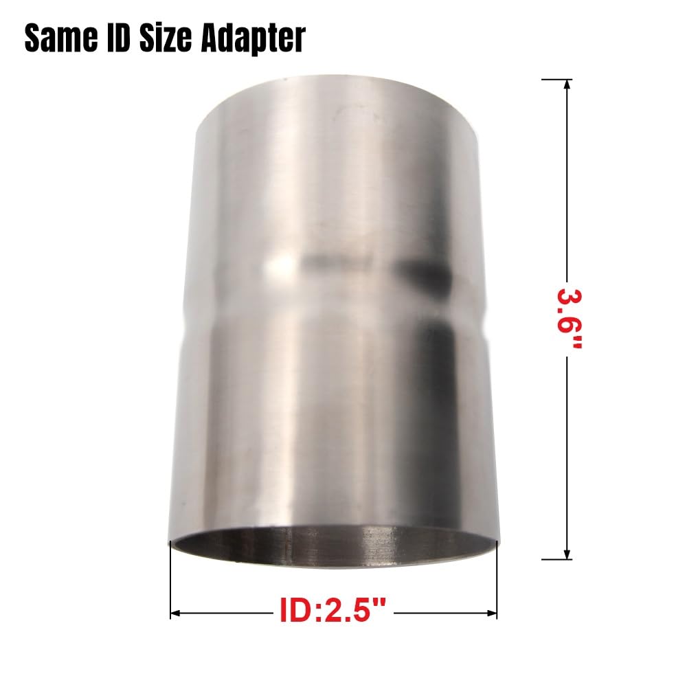 Universal ID 2.5'' to ID 2.5'' Stainless Steel Exhaust Reducer Adapter Coupler Pipe (2 1/2'' X 3.6'')