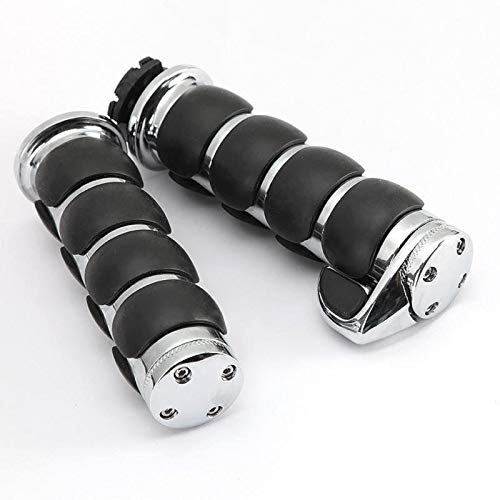 INNOGLOW Motorcycle Hand Grips 1'' Universal Non-Slip Handgrips Handlebar Grips with Throttle Assist Chrome Black Aluminum Rubbe