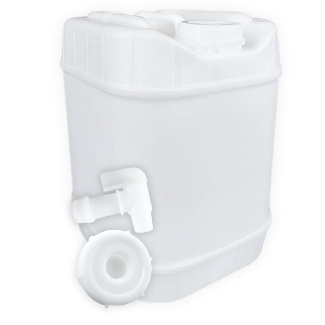5-Gallon Stackable Water Storage Containers, 5 Gallons Tank w/2 Lids + 1 Spigot, Easy Fill, Survial Supply Emergency Water Stora