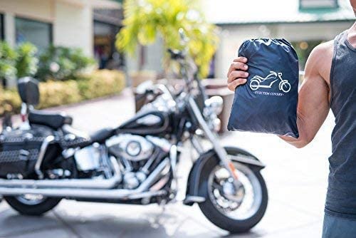 Xyzctem All Season Black Waterproof Sun Motorcycle Cover,Fits Up To 87 Motors (M & Lockholes)