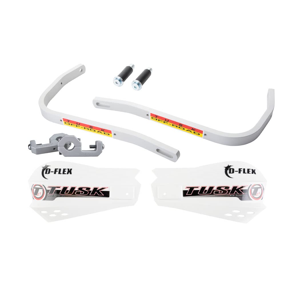 Tusk D-Flex Handguards with MX Shields White 1 1/8'' Bar Mounts