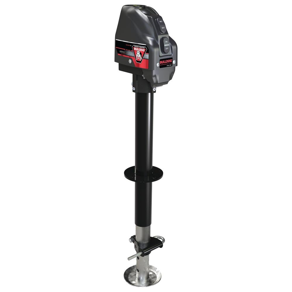 Bulldog 500199 Powered Drive A-Frame Electric Trailer Jack for Boat Trailers, 4,000 lbs. Capacity, Power Tongue Jack with Spring