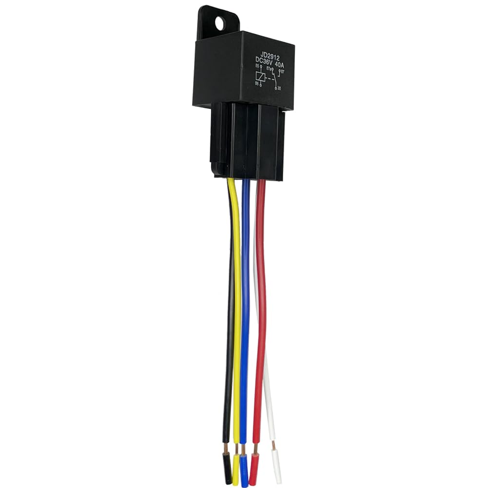 Cotonlake 36V 40A 5Pin SPST Harness Sockets with Color-Labeled Wires for Automotive Truck Van Motorcycle Boat Car Relay Harness,