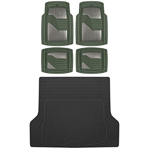 Bdk Cat Camt-2314 (4-Piece) Total Protection Rubber Car Floor Mats, Universal Trim To Fit Front & Rear Combo Set With Trunk Carg