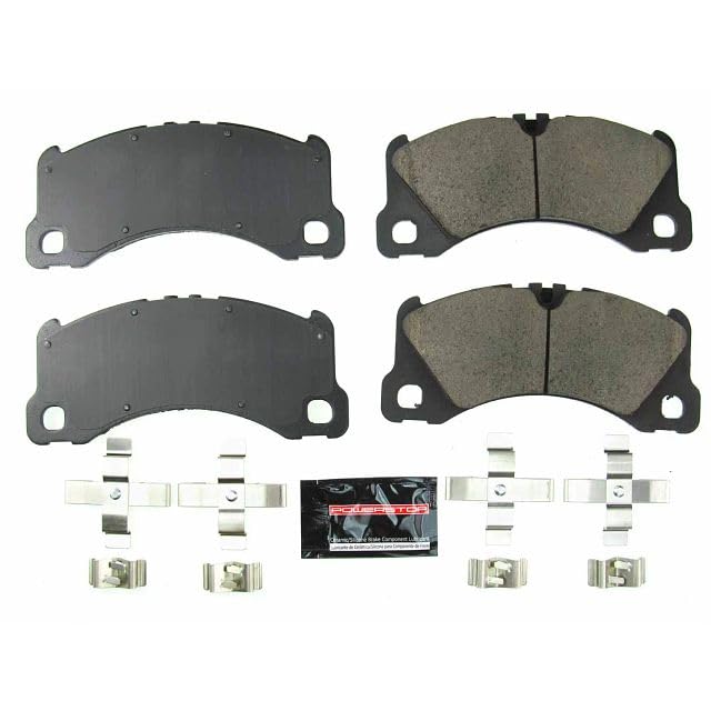 Power Stop Z23-1577 Front Z23 Evolution Sport Carbon Fiber Infused Ceramic Brake Pads with Hardware For Porsche Cayenne, Porsche
