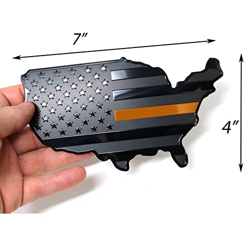 Mull Us Black Flag Map Auto Emblem For Cars Trucks (Orange Line, 7"X4")