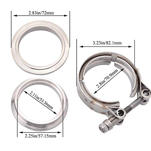Sykrss 2.25 Universal Stainless Steel V Band Clamp Flat Flange Kit Assembly (2.25Inch, 2Pcs)