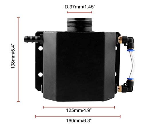Heinmo Auto Coolant Radiator Tank Coolant Reservoir Tank Overflow Expansion Tank With Drain Plug 1L Aluminum Universal
