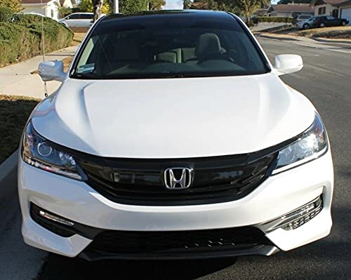 Slickmod Chrome Delete Blackout Vinyl Overlay For 2016-2017 Honda Accord Sedan Front Grill Trim (Full Kit, Gloss Black)