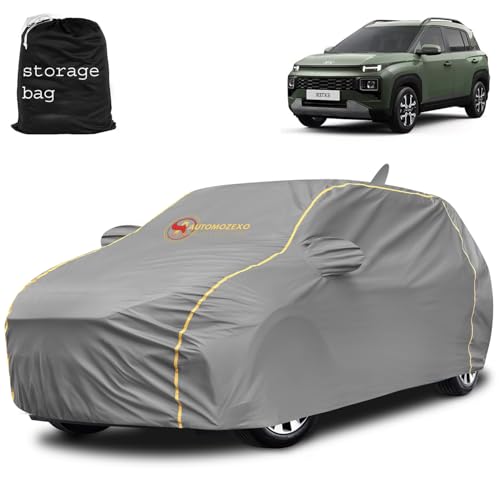 Automozexo Hyundai Exter Car Cover For All Weather Protection With Mirror & Antena Pocket Inner Cotton Triple Stitched Waterproo