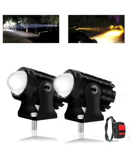 Fabtec Mini Driving Fog Light Lamp Projector Lens Led Spotlight Dual Color Led Light System For Motorcycle,Bikes&Scooters With O