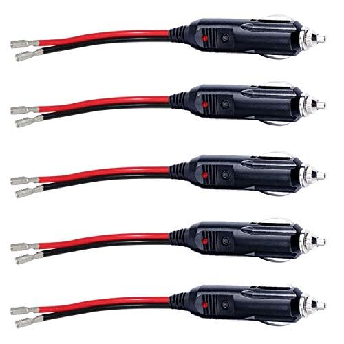 [5Pack] 12V 15Amp Fuse Replacement Cigarette Lighter Male Plug With Lead - Car Charger Heavy Duty Replacement Kit For 12V Dc Aut
