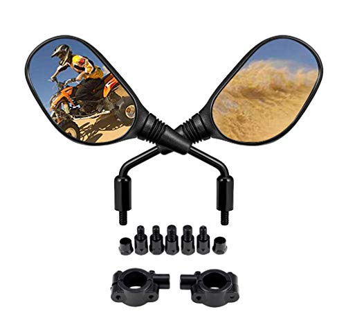 Motobiker Atv Mirrors Motorcycle Mirrors,360 Degrees Ball-Type Adjustment,7/8'' Handlebar Mount,8Mm 10Mm Threaded Bolt Compatibl
