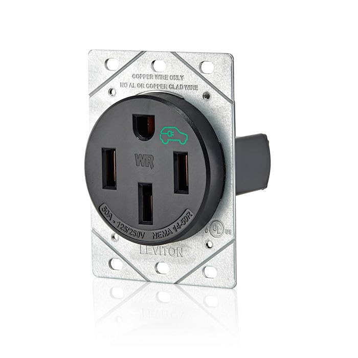 Leviton 50 Amp EV Charging Receptacle/Outlet, Heavy Duty, Weather Resistant, 1450W