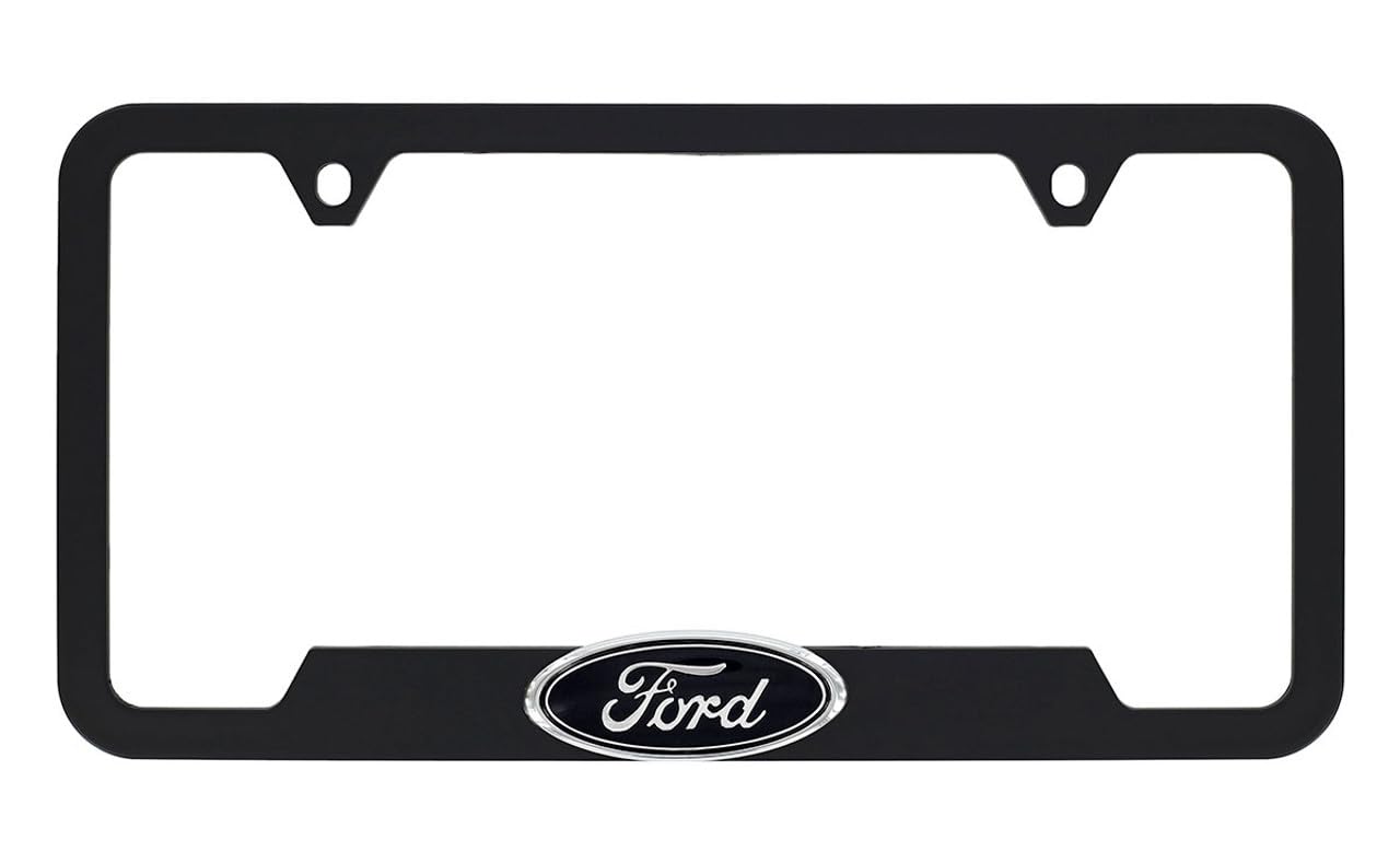 Ford 3D Badge Logo Black ABS Plastic License Plate Frame Holder 2 Hole (Blk/A)