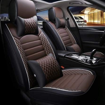 Hi Art Leatherette Custom Fit Front and Rear Car Seat Covers Compatible with Hyundai Creta (20152019), (Black/Brown)