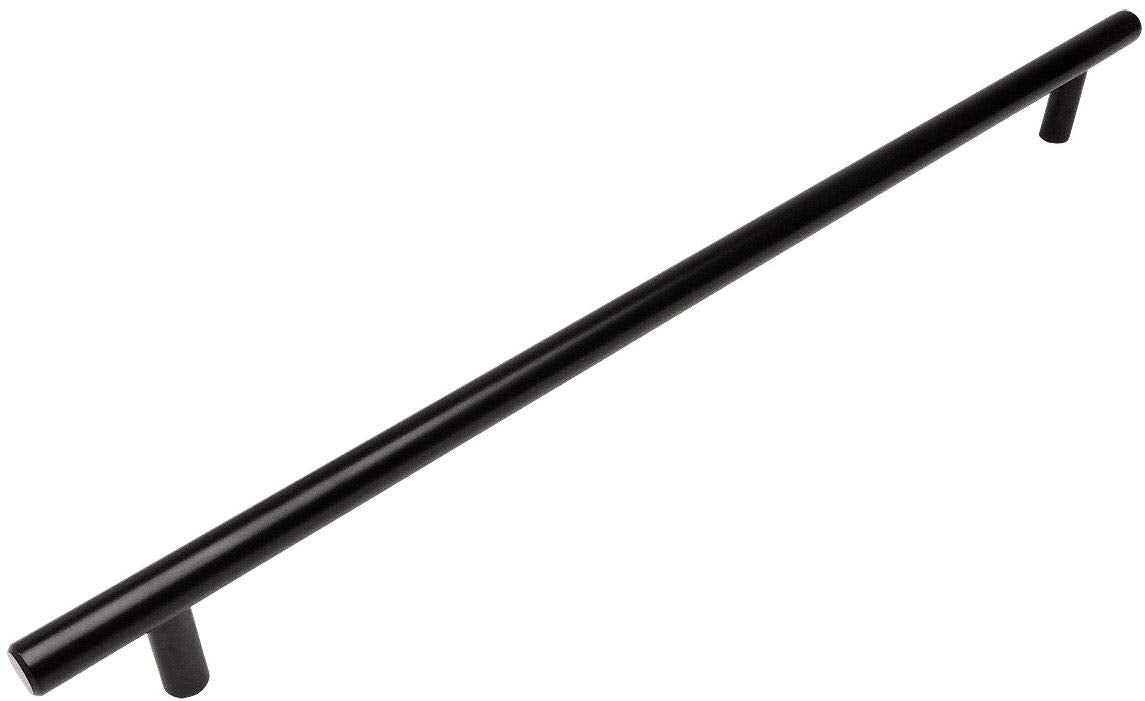 Cosmas 305-320FB Flat Black Cabinet Hardware Euro Style Bar Handle Pull - 12-5/8' Inch (320mm) Hole Centers, 15' Overall Length