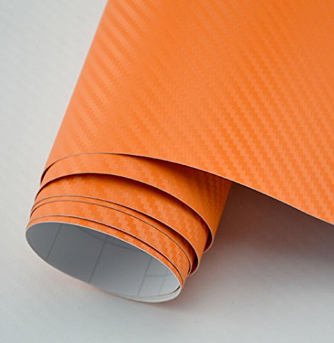 Diyah 3D Orange Carbon Fiber Film Twill Weave Vinyl Sheet Roll Wrap Diy Decals 12'' X 60'' (1Ft X 5Ft)